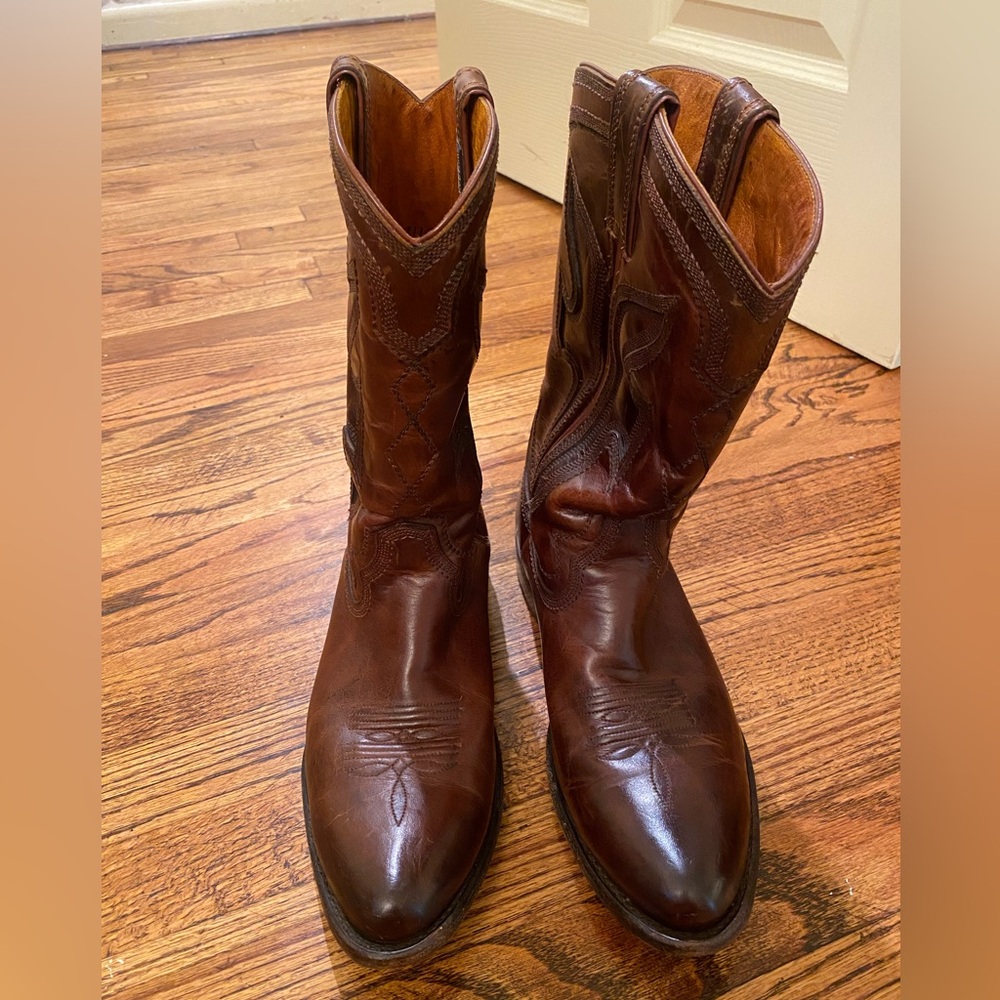 Frye Brown Leather Cowboy Boots